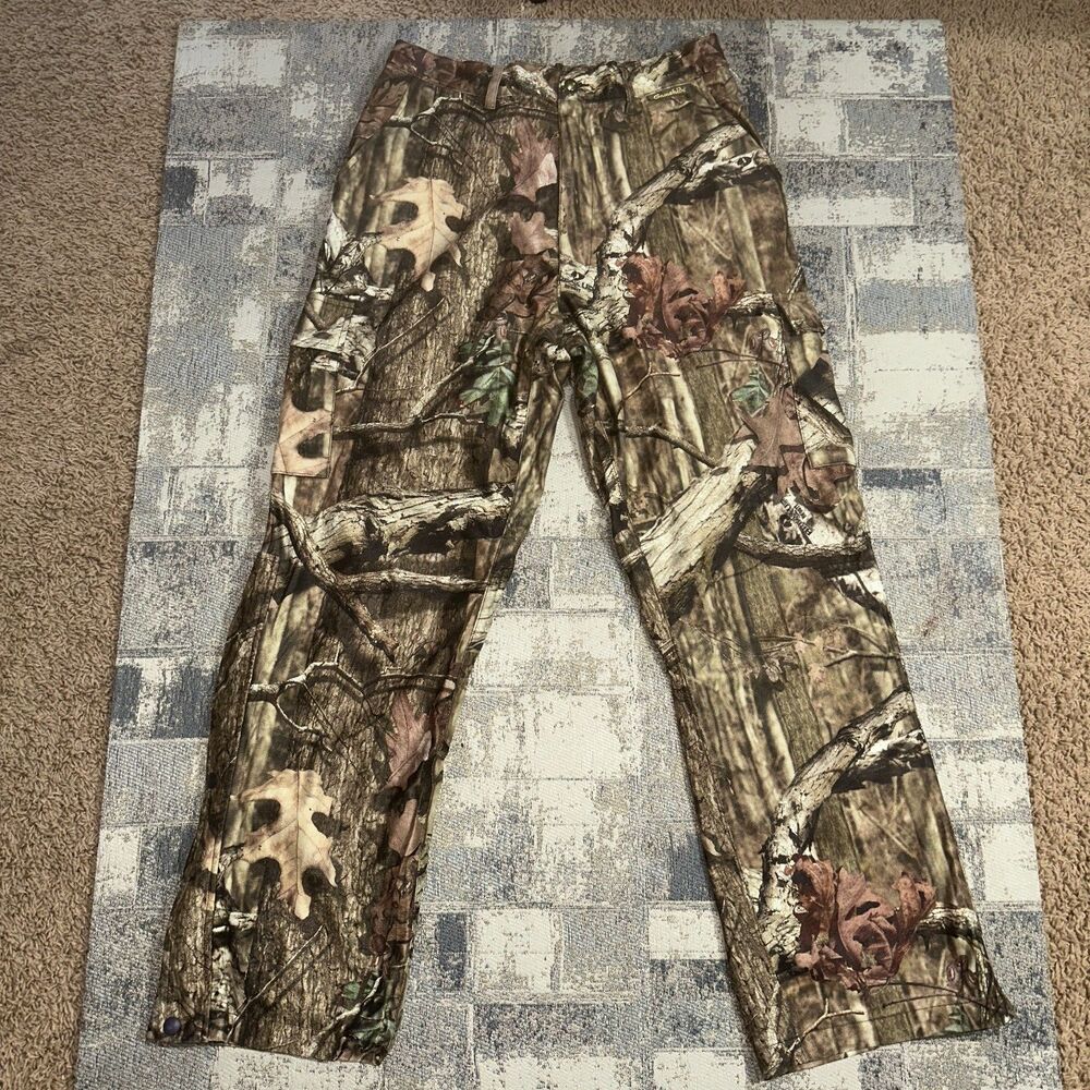 Gamehide‎ Hush Hide Pants L 12 Cargo Mossy Oak Camo Lined Soft Hunting Rain